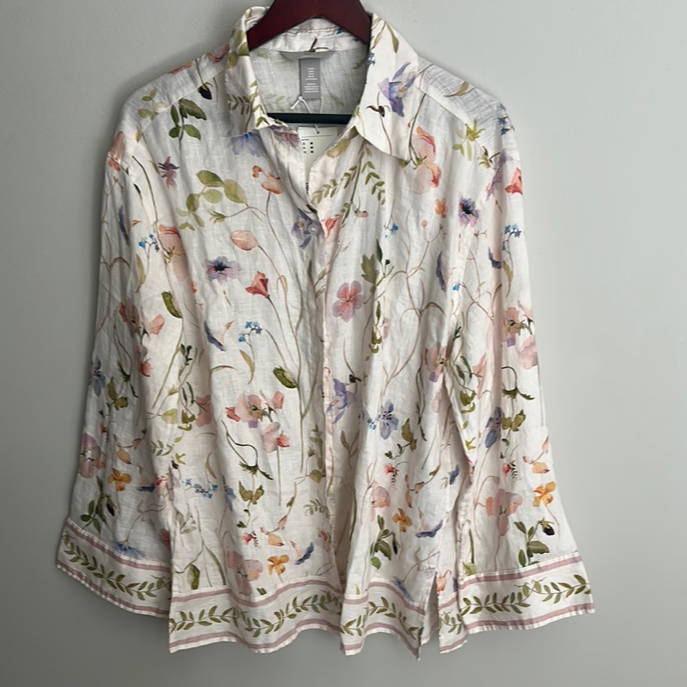 H&M Oversized Floral Button-Up Blouse